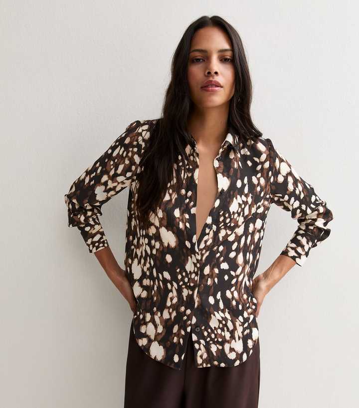 Black Animal Print Long Sleeve Shirt