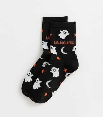 Black Fab-Boo-Lous Ghost Ankle Socks