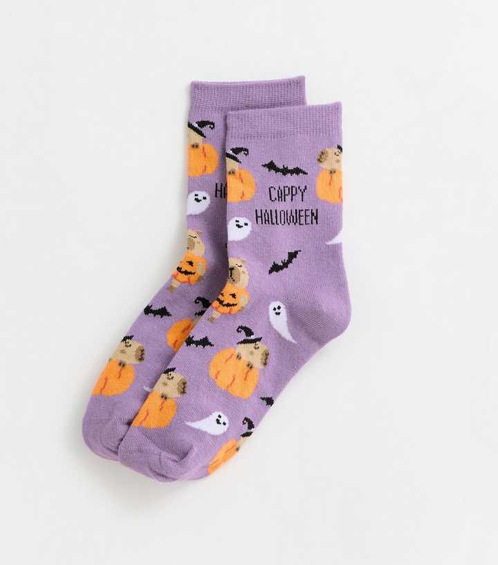 Dark Purple Cappy Halloween Ankle Socks