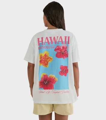 Skinnydip White Cotton Hawaii Print Oversized T-Shirt