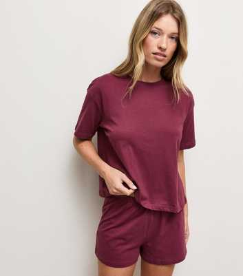 Dark Burgundy Cotton T-Shirt and Shorts Set