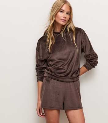 Dark Brown Velour Shorts