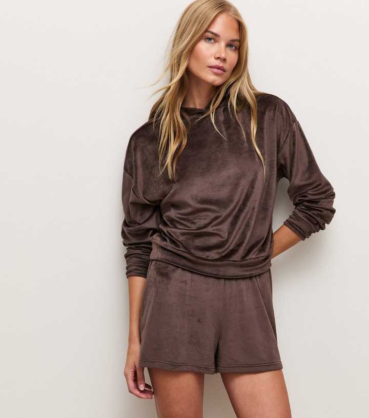Dark Brown Velour Shorts