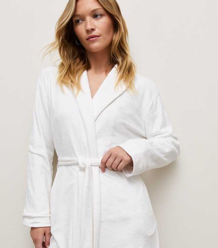 Cream Velour Snowflake Pattern Long Sleeve Robe
