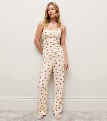 Cream Bear Pointelle Wide Leg Pyjama Trousers
