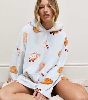 Blue Fleece Tea and Biscuits Print Hoodie