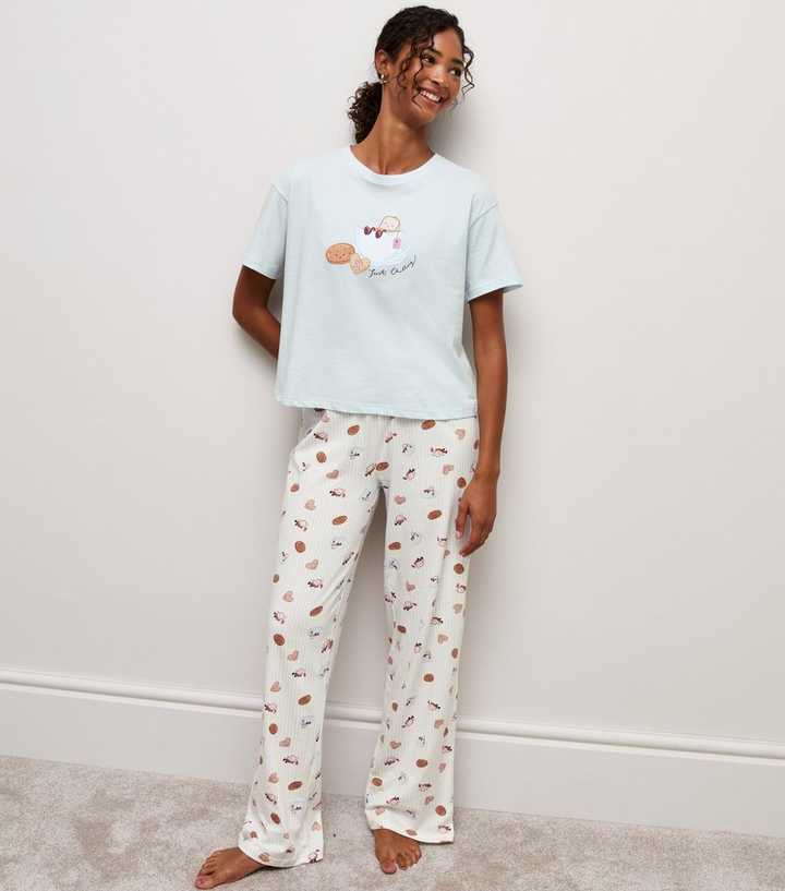 Blue Cotton Tea and Biscuits Print Short Sleeve Pyjama Set