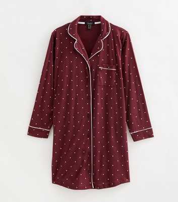 Maternity Red Cotton Rich Spot Print Jersey Nightshirt