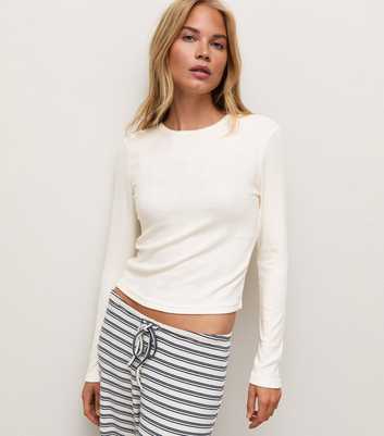 Cream Pointelle Long Sleeve Top