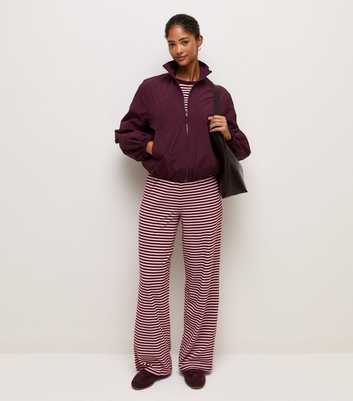 Red Cosy Stripe Jersey Wide Leg Trousers