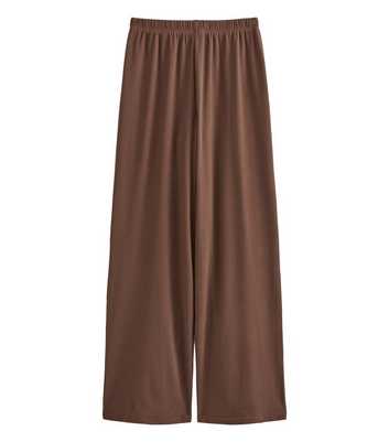 Dark Brown Jersey Wide Leg Joggers