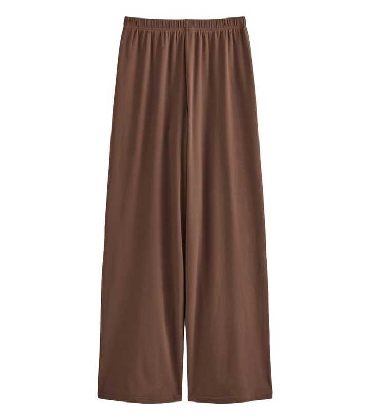 Dark Brown Jersey Wide Leg Joggers