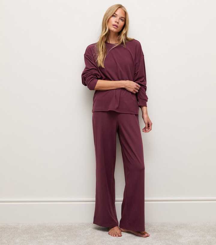 Burgundy Wide Leg Joggers