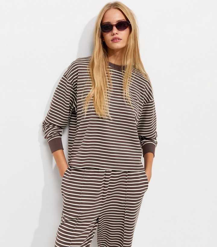 Premium Brown Striped Sweatshirt