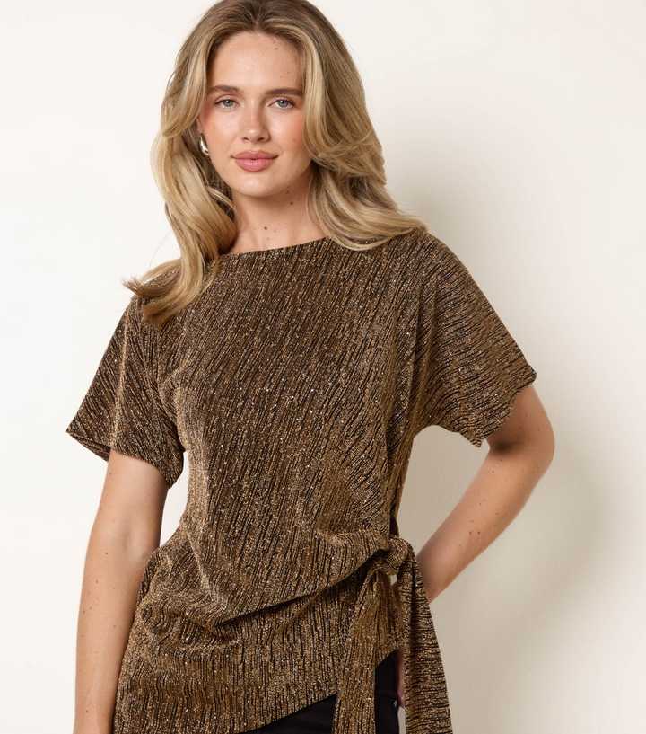 Blue Vanilla Gold Embellished Jacquard Side Tide Top
