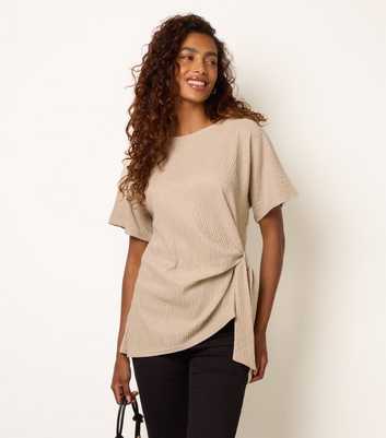 Blue Vanilla Stone Crinkle Texture Side Tie Top