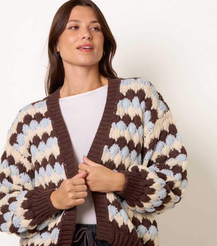 Blue Vanilla Light Blue Patterned Stripe V-Neck Cardigan