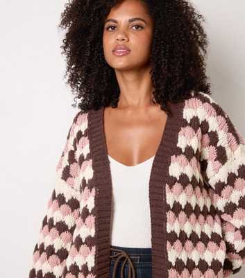Blue Vanilla Light Pink Patterned Stripe V-Neck Cardigan