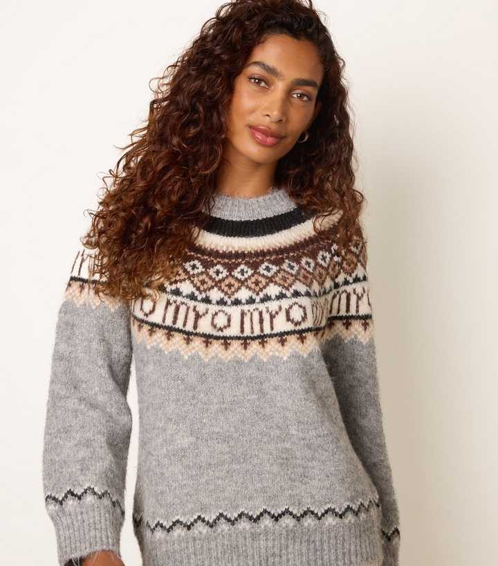 Blue Vanilla Grey Fair Isle Knitted Jumper