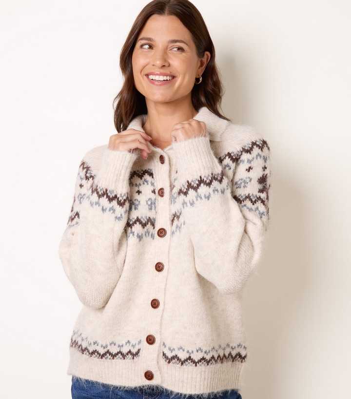 Blue Vanilla Stone Fair Isle Button Front Cardigan