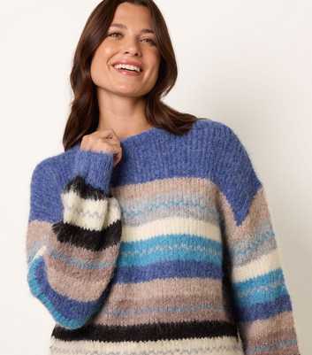 Blue Vanilla Blue Striped Round Neck Knitted Jumper