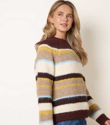 Blue Vanilla Dark Brown Striped Knitted Jumper