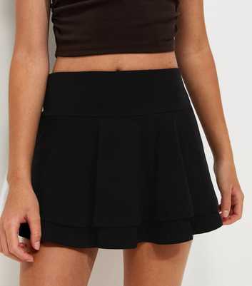 Girls Black Cotton Rich Jersey Flippy Mini Skort