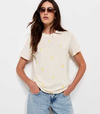 Off White Lemon Print Crew Neck T-Shirt