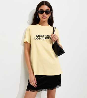Light Yellow Cotton Meet Me in LA T-Shirt