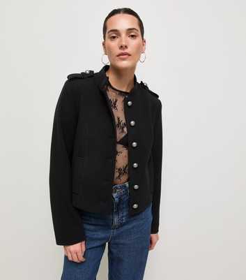 Black Military Button Through Jacket