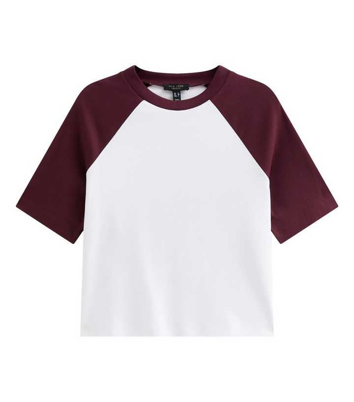 Premium Dark Burgundy Cotton Contrast Raglan Sleeve T-Shirt
