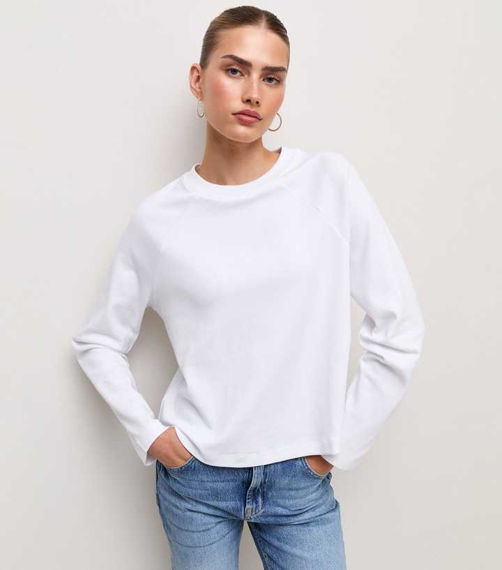 Premium White Cotton Raglan Sleeve Top