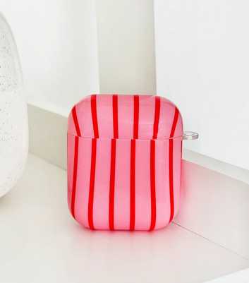 Coconut Lane Pink Cherry Stripe Airpods Case