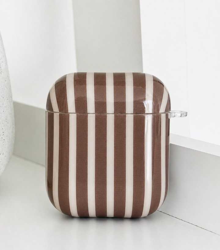Coconut Lane Brown & Cream Striped Airpods Case