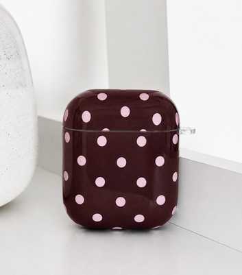 Coconut Lane Brown & Pink Polka Dot Airpods Case
