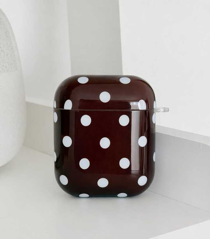 Coconut Lane Brown & Blue Polka Dot Airpods Case