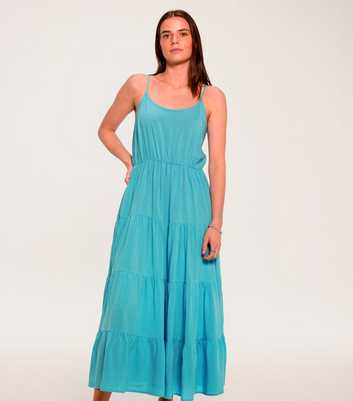 Sunshine Soul Bright Blue Tiered Cami Midi Dress