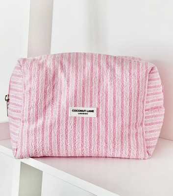 Coconut Lane Pink Powder Stripes Towel Makeup Bag