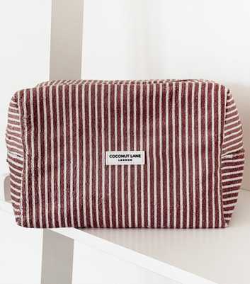 Coconut Lane Brown Stripes Towelling Makeup Bag