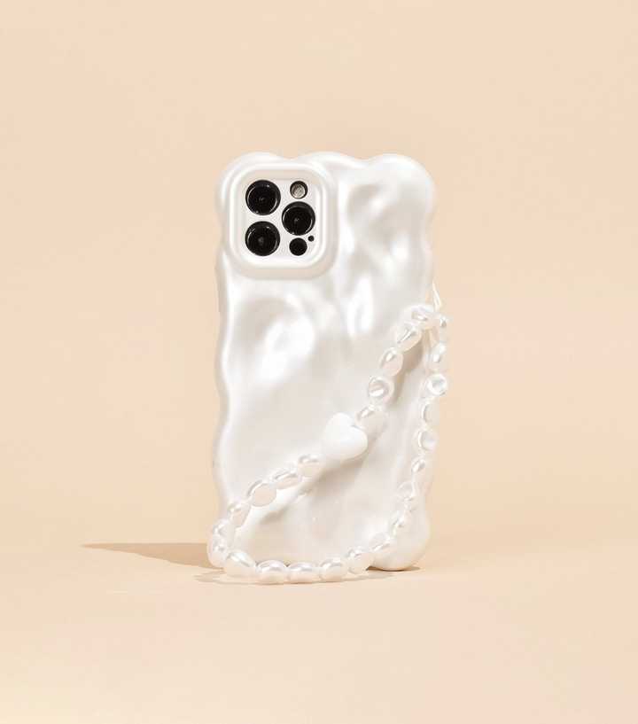 Coconut Lane Cream Chunky Pearls Beaded Phone Strap