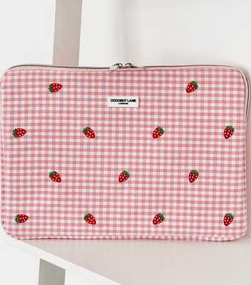 Coconut Lane Pink Strawberry Picnic Laptop Sleeve