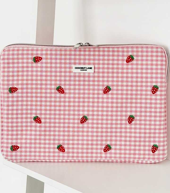 Coconut Lane Pink Strawberry Picnic Laptop Sleeve