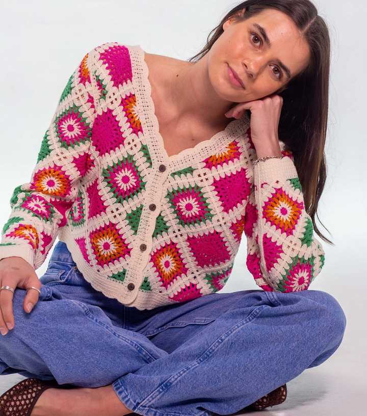 Sunshine Soul Multicolour Crochet Knit Cardigan