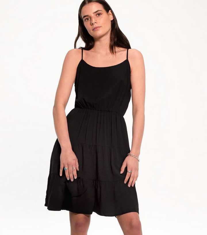 Sunshine Soul Black Tiered Cami Midi Summer Dress
