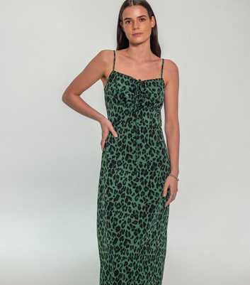 Sunshine Soul Green Animal Print Strappy Midi Sundress