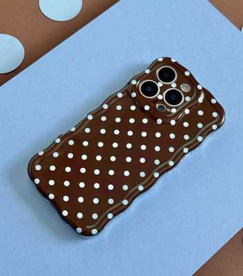 Coconut Lane Brown & Blue Polka Dot Wavy Phone Case