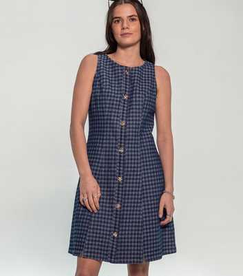Sunshine Soul Blue Gingham Denim Sleeveless Mini Dress