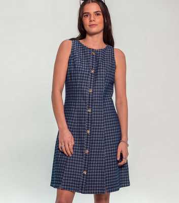 Sunshine Soul Blue Gingham Denim Sleeveless Mini Dress