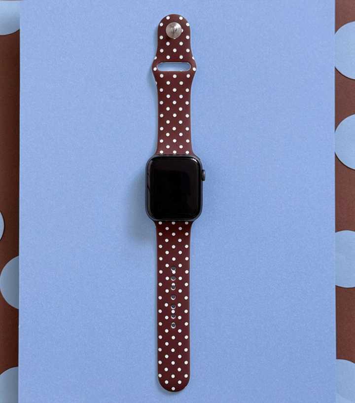Coconut Lane Brown & Blue Polka Dot Apple Watch Strap