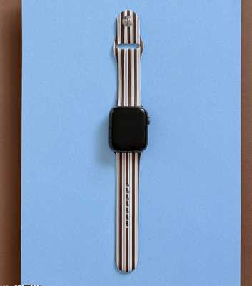 Coconut Lane Brown & Blue Striped Apple Watch Strap